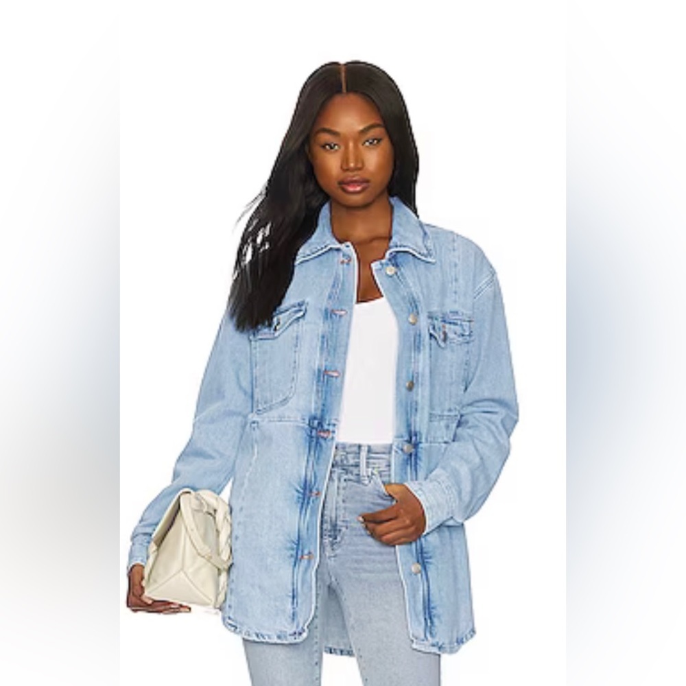 GOOD AMERICAN Denim Shacked Denim Redesign Shacket in Indigo279